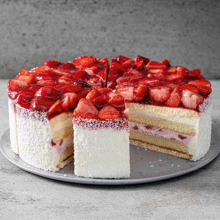 UNSERE PRACHTSTÜCKE Erdbeer-Buttermilch-Torte, vorgeschnitten | FRONERI ...